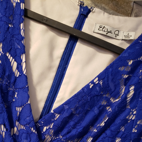 ELIZA J Party/Event Fit-n-Flare Blue Dress - Picture 3 of 5